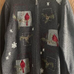 Croft & Barrow Charcoal Sweater with Cardinals size XL